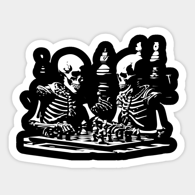 skeletons play chess Sticker by lkn
